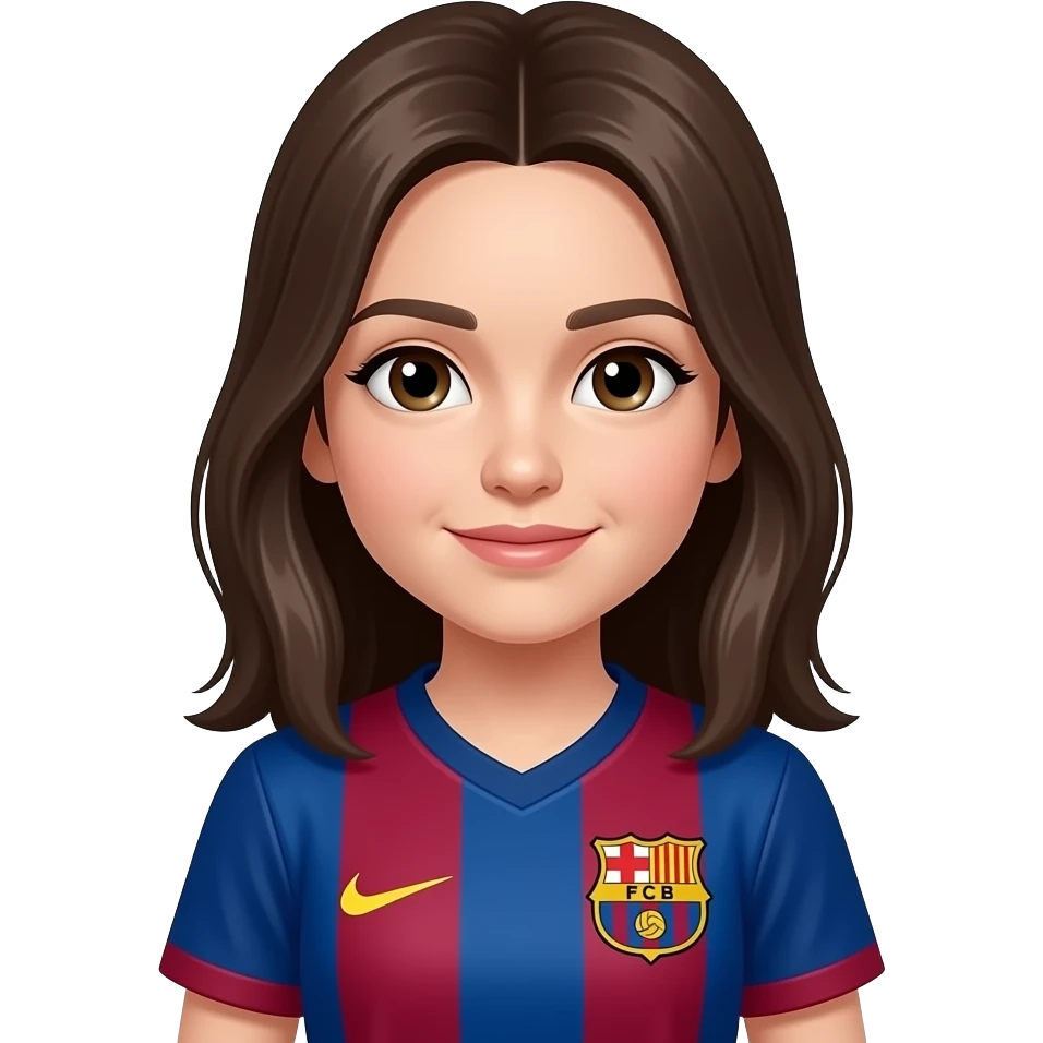 A girl wearing a barcelona jersey emoji