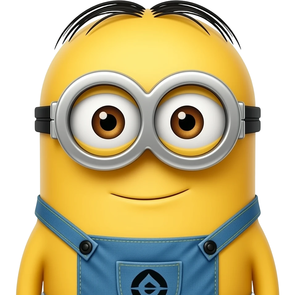 A minion with black hair and glasses emoji