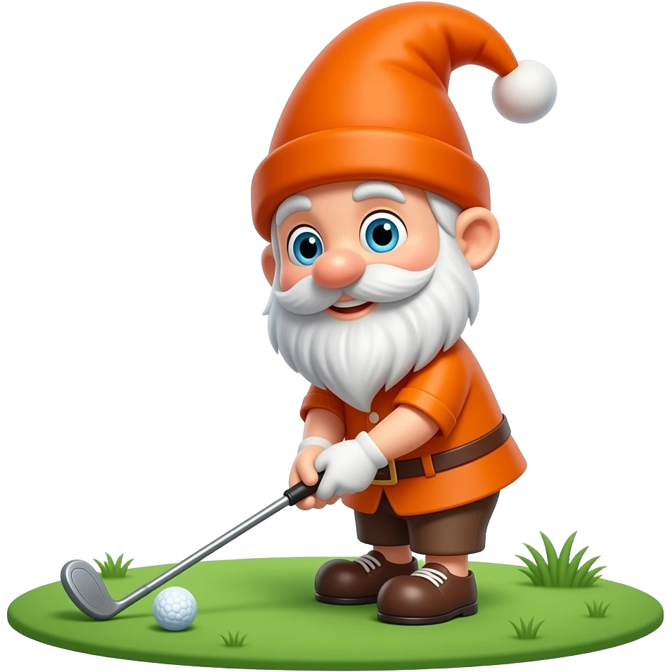 Gnome with orange hat playing golf emoji