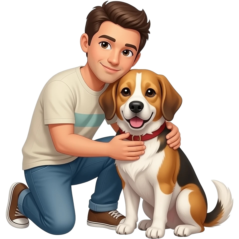 강아지와 사람이 사랑하고있는 이모티콘 emoji