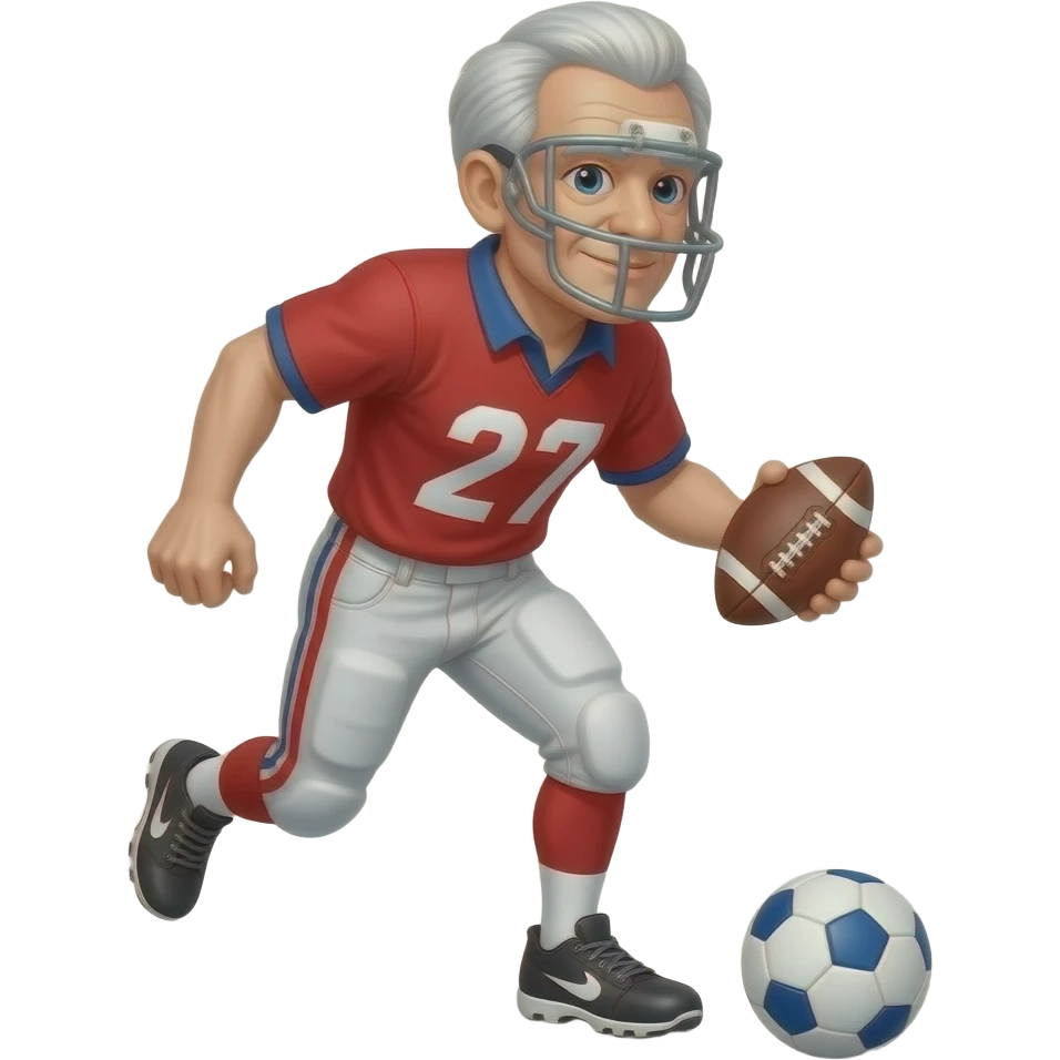 en gammel mann som spiller fotball emoji