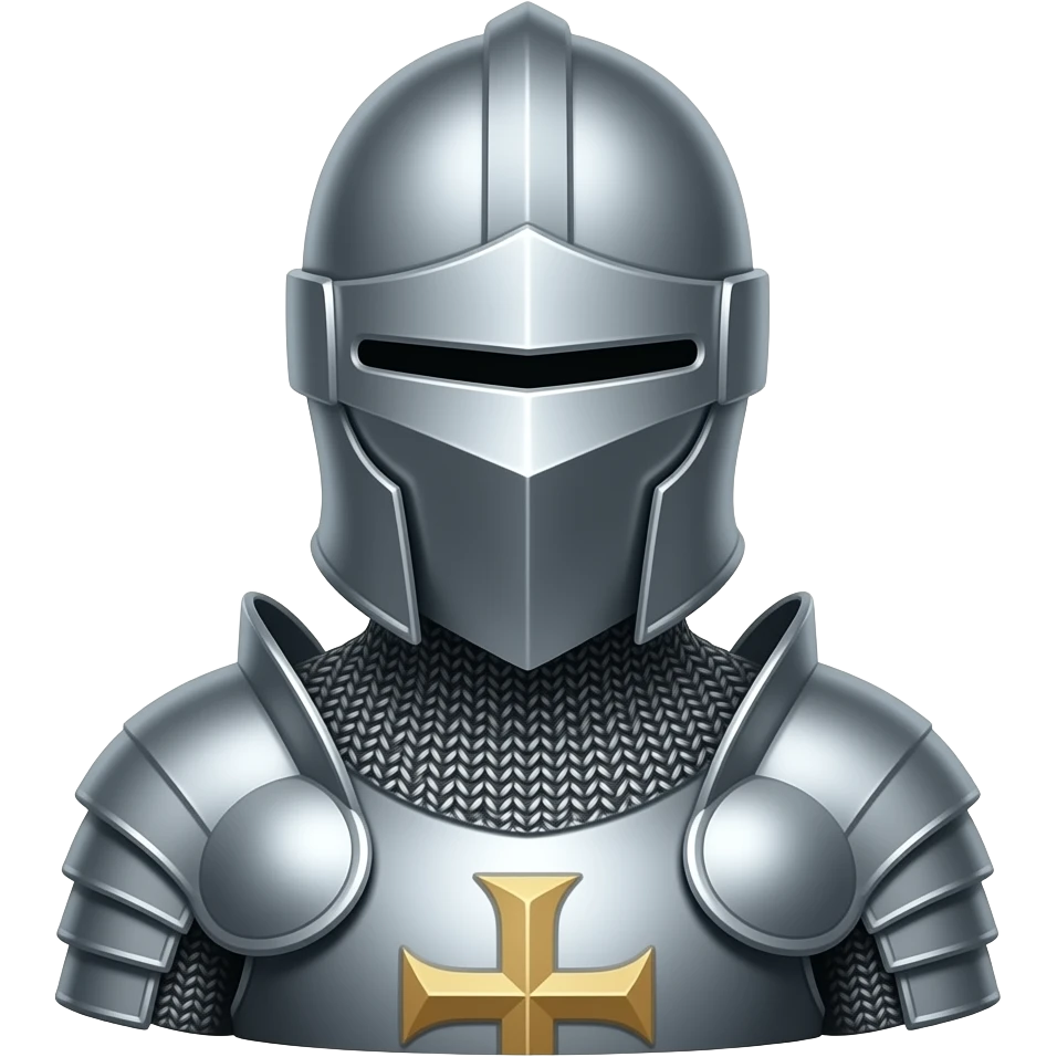 Knight in silver armor emoji