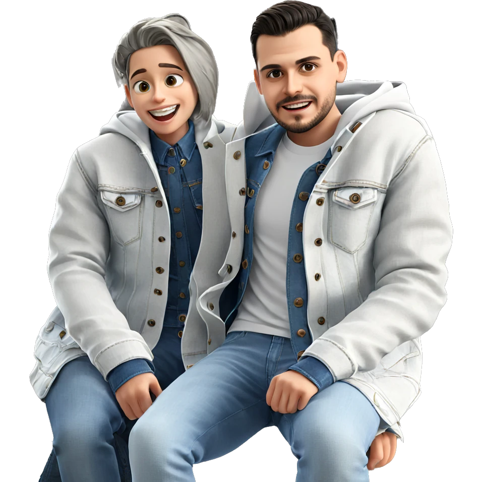 smiling boy in denim jacket emoji
