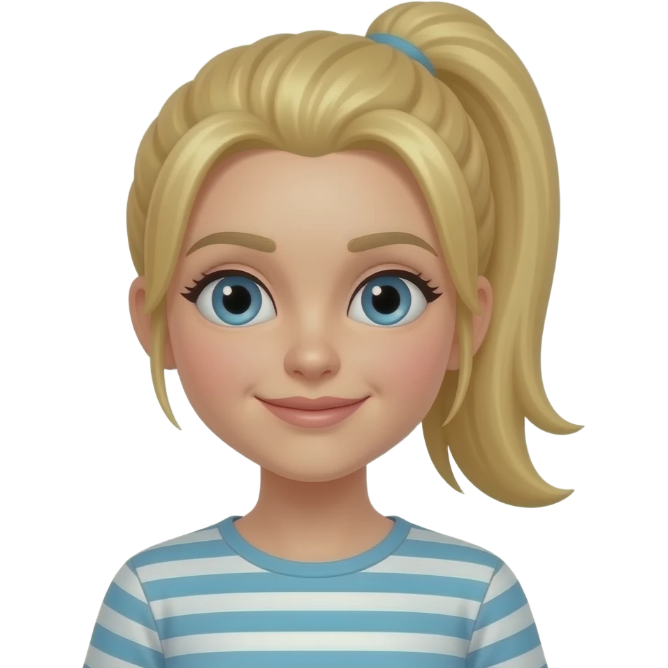 blonde girl with ponytail portrait front emoji