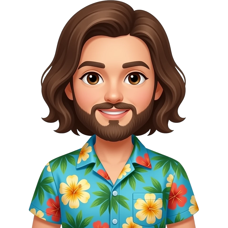 girl with beard in Hawaiian Shirt emoji