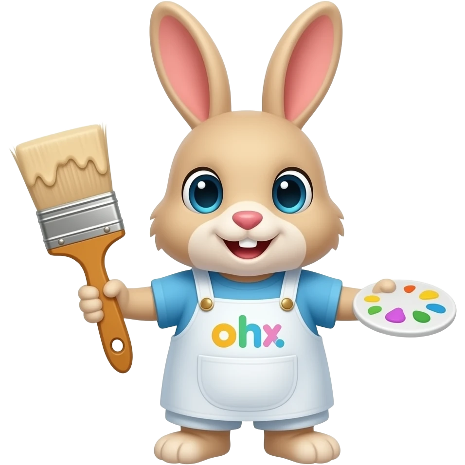 Make a bunny with a  paint brush emoji