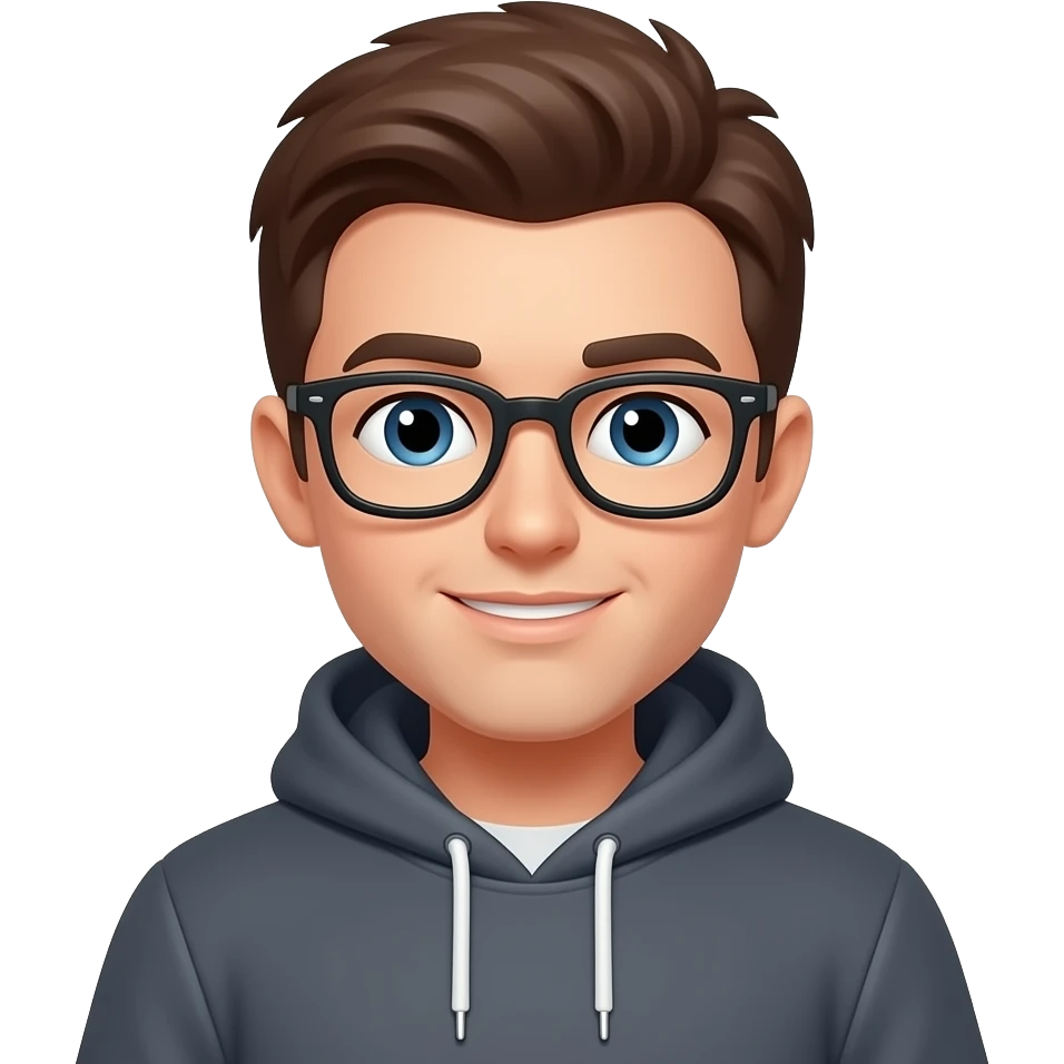 developer use a pc witf brown hair and no glases witf hoodie the man use a pc emoji