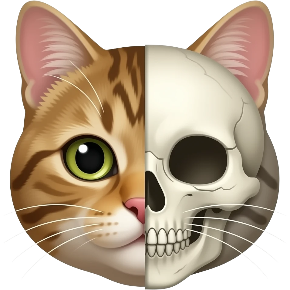 cat face half part alive half part skull emoji