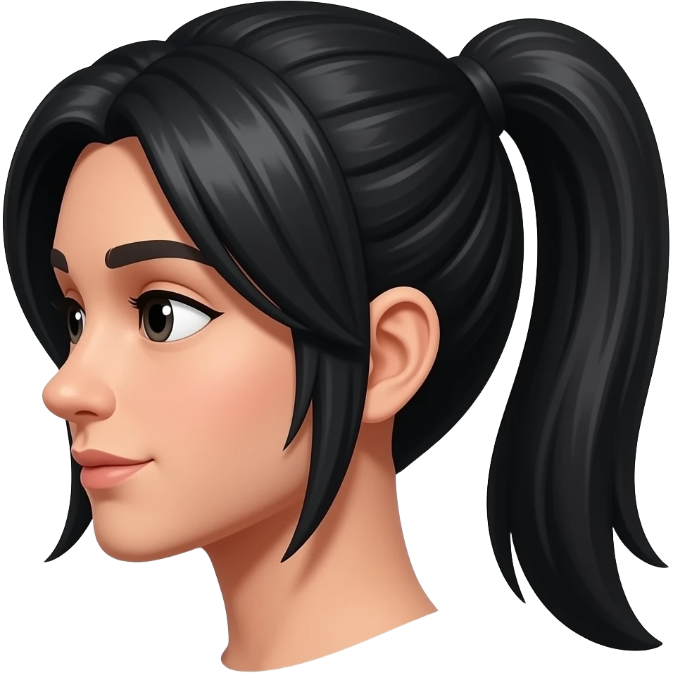 中分黑长低马尾 emoji