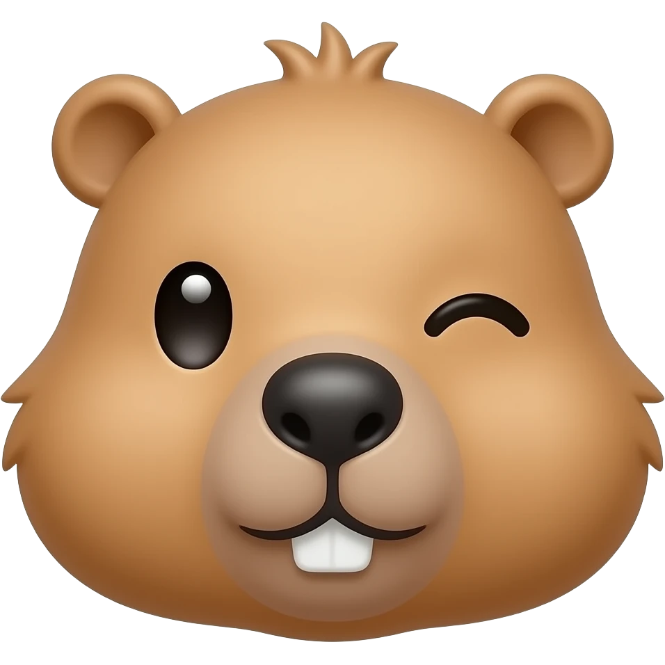 Cute capybara mascot Blinking one eye head emoji