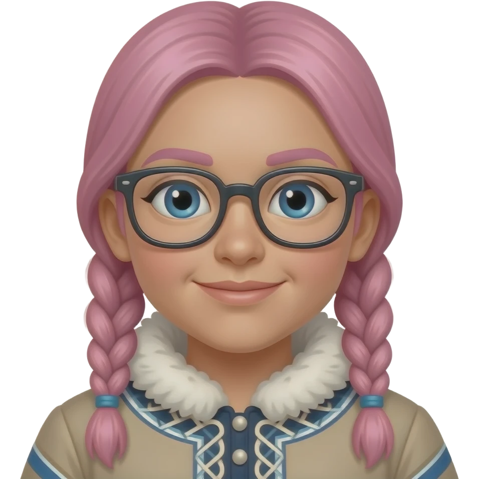 eskimo girl with pink braids and glassess emoji