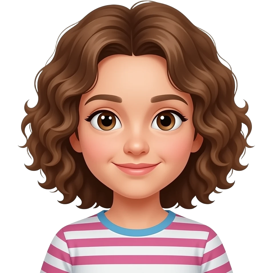 Tegan aged 9 light curly brown hair emoji
