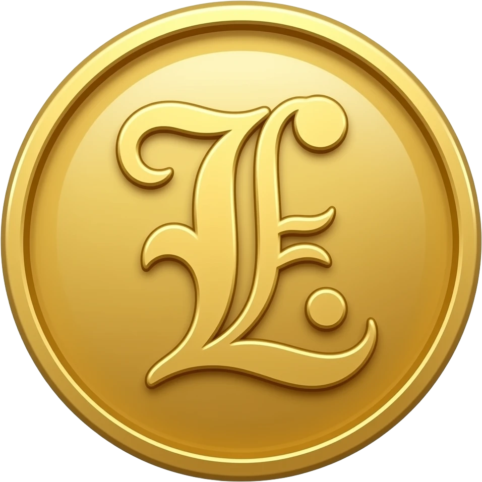 coin with the letter "L" in curvy fancy letters emoji