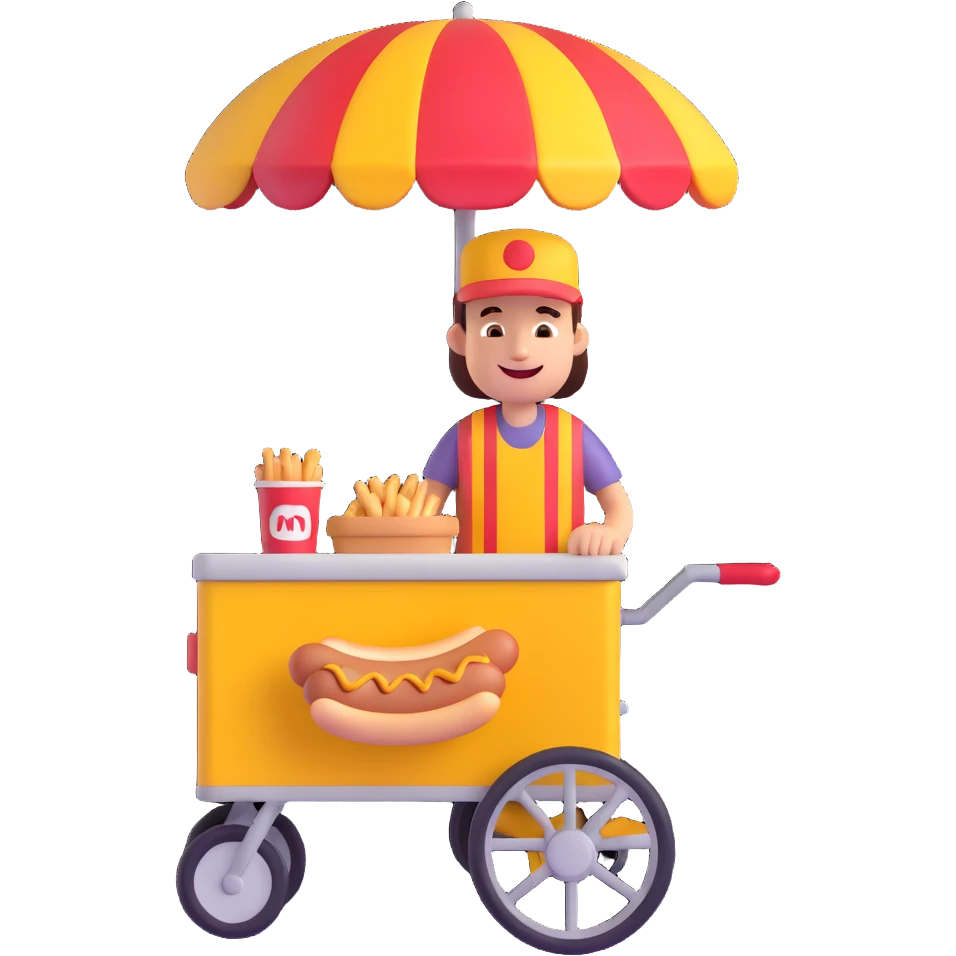 hotdog seller in New York with cart emoji