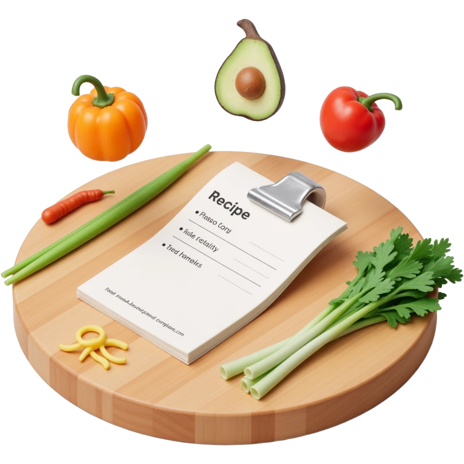 Floating Ingredients Around a Recipe Card (with Transparent Background) emoji