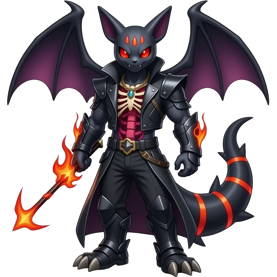 Shiny Badass Edgy Dark Evil Spectral Dusky Spooky Skeletal Cool Hot Stylish Handsome Duskull-Marowak-Darkrai-Fakémon-fusion (full body) emoji