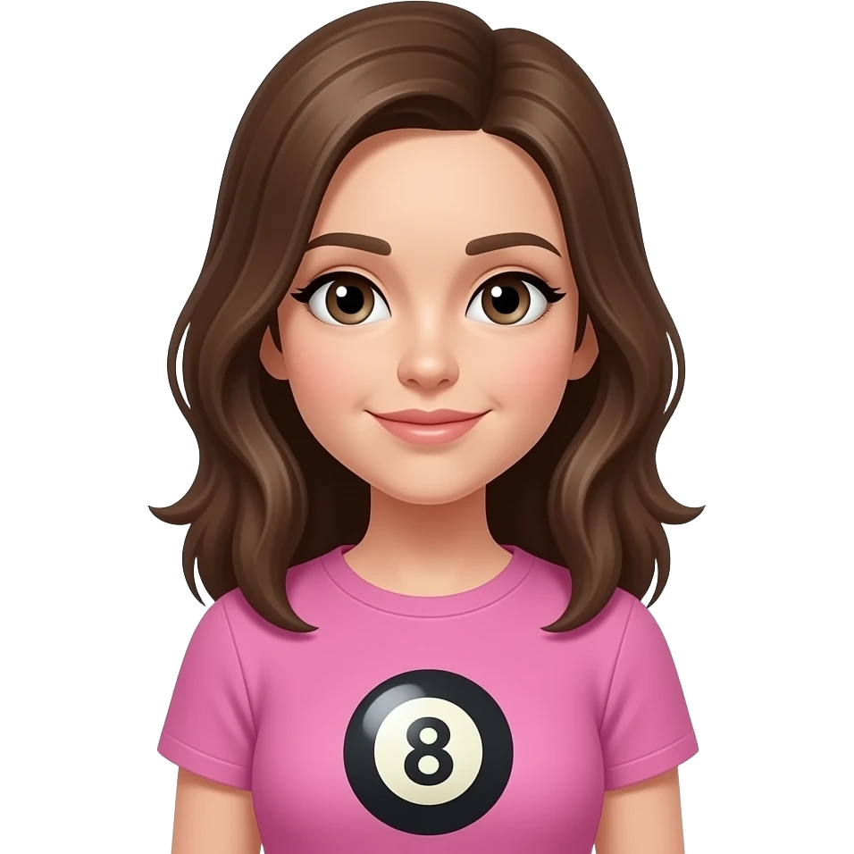 Girl with pink 8 ball pool shirt emoji
