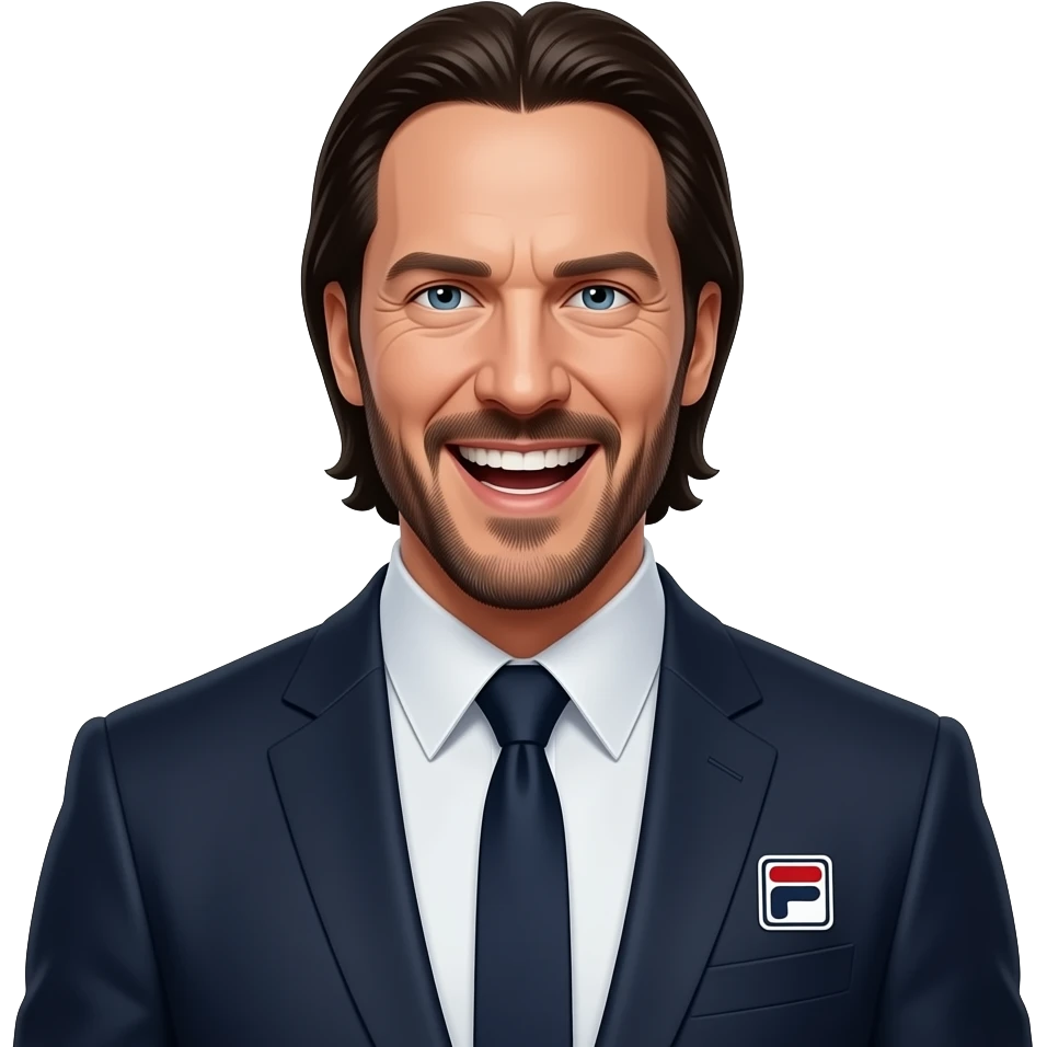 Джон Уик в спортивном темном костюме fila смеется emoji