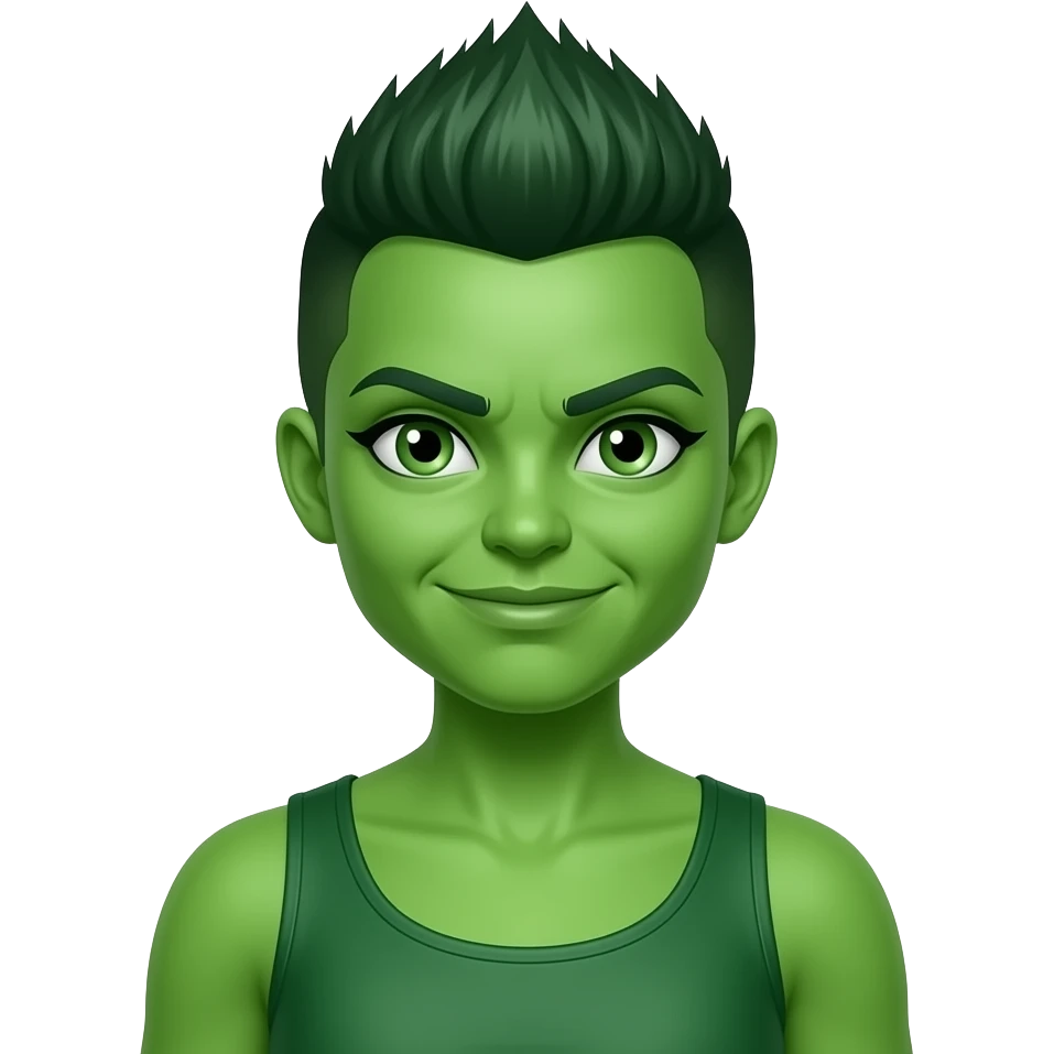 green female she hulk with pixie cuts mohawk emoji