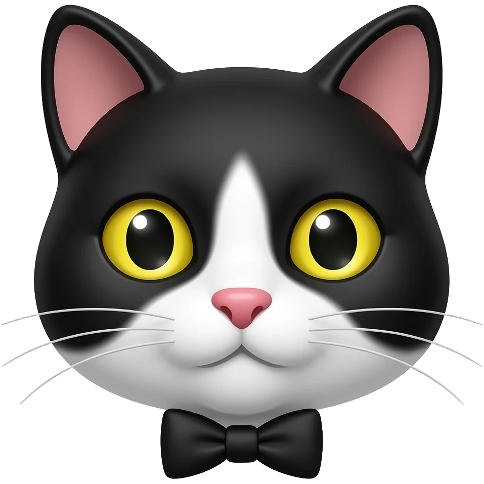 tuxedo cat face cute yellow eyes emoji