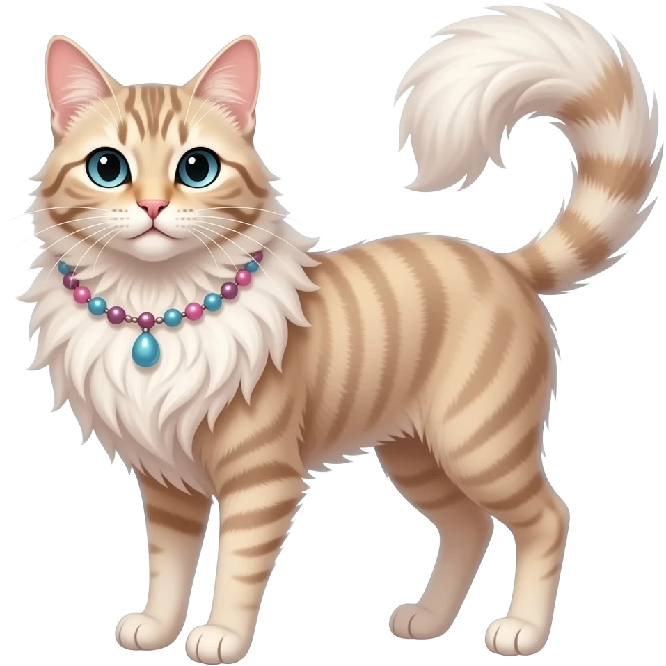 Fuzzy slim oriental feathery long-haired beaded mane cozy rosy aesthetic feathery feminine Rosy beautiful emoji