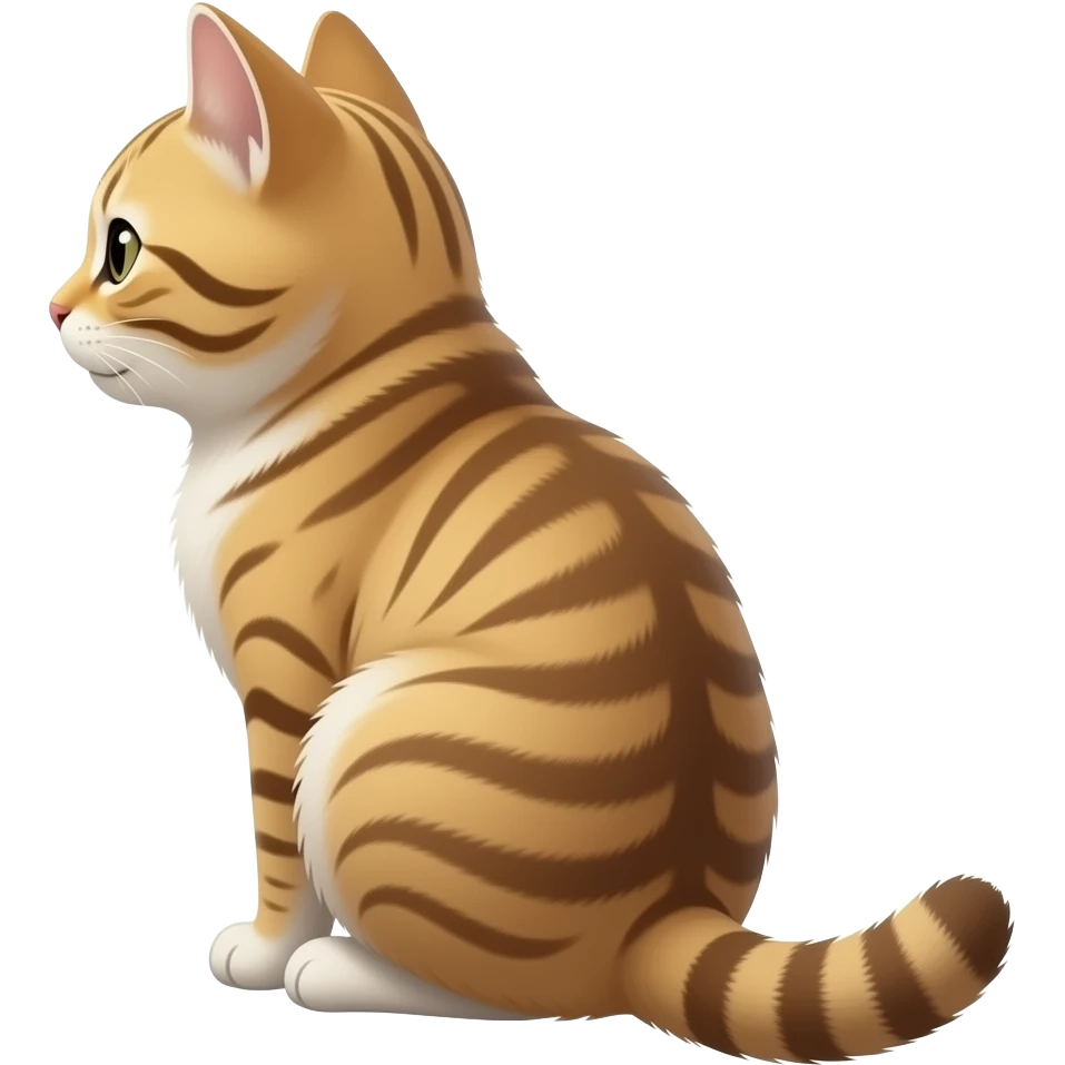 一直侧背对我们，双手背在后面，站着的小猫 emoji