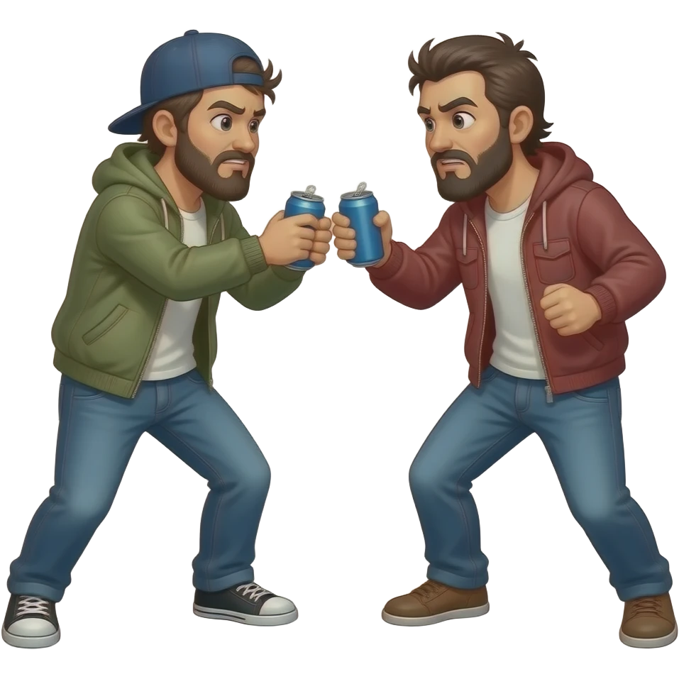 Hobos fighting over cans emoji