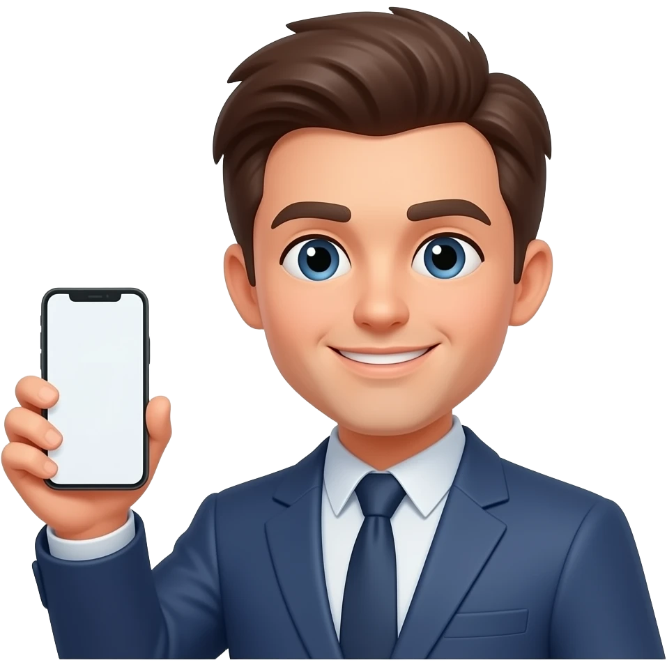 emprendedor digital con celular en mano emoji