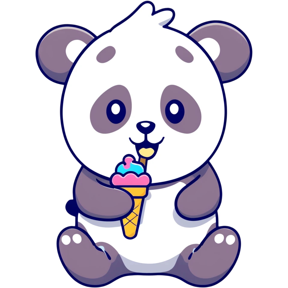 Panda eating ice cream emoji