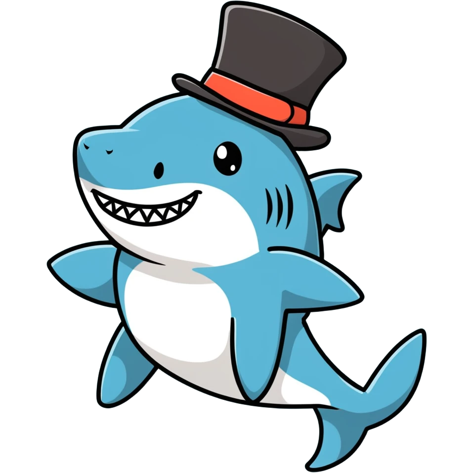 Shark with a top hat emoji