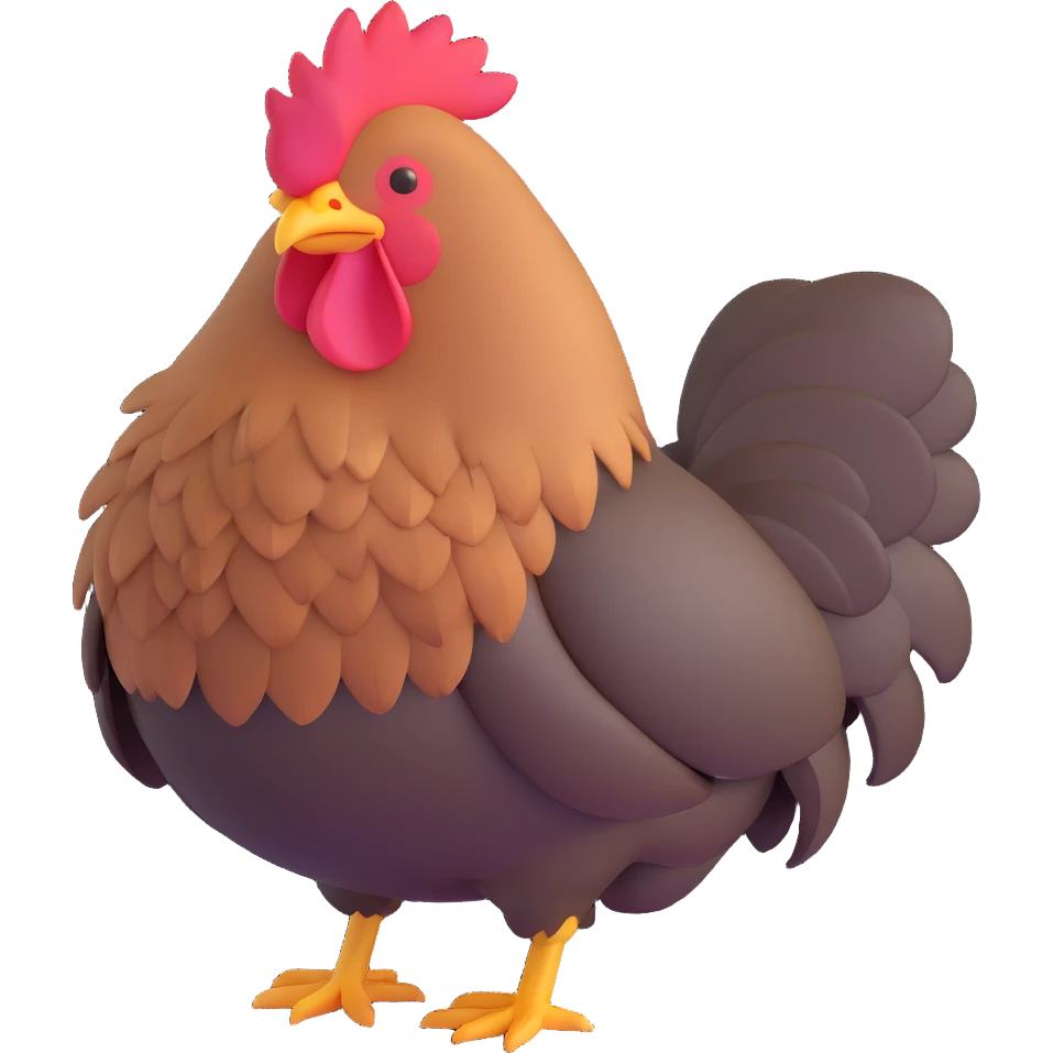 cute hen with fluffy feathers emoji