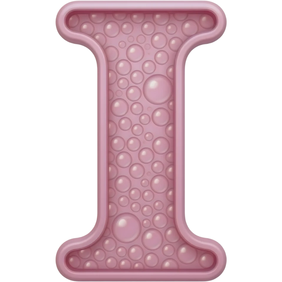 a letter I  in beautiful PINK colour having full of small  BUBBLES  in it emoji
