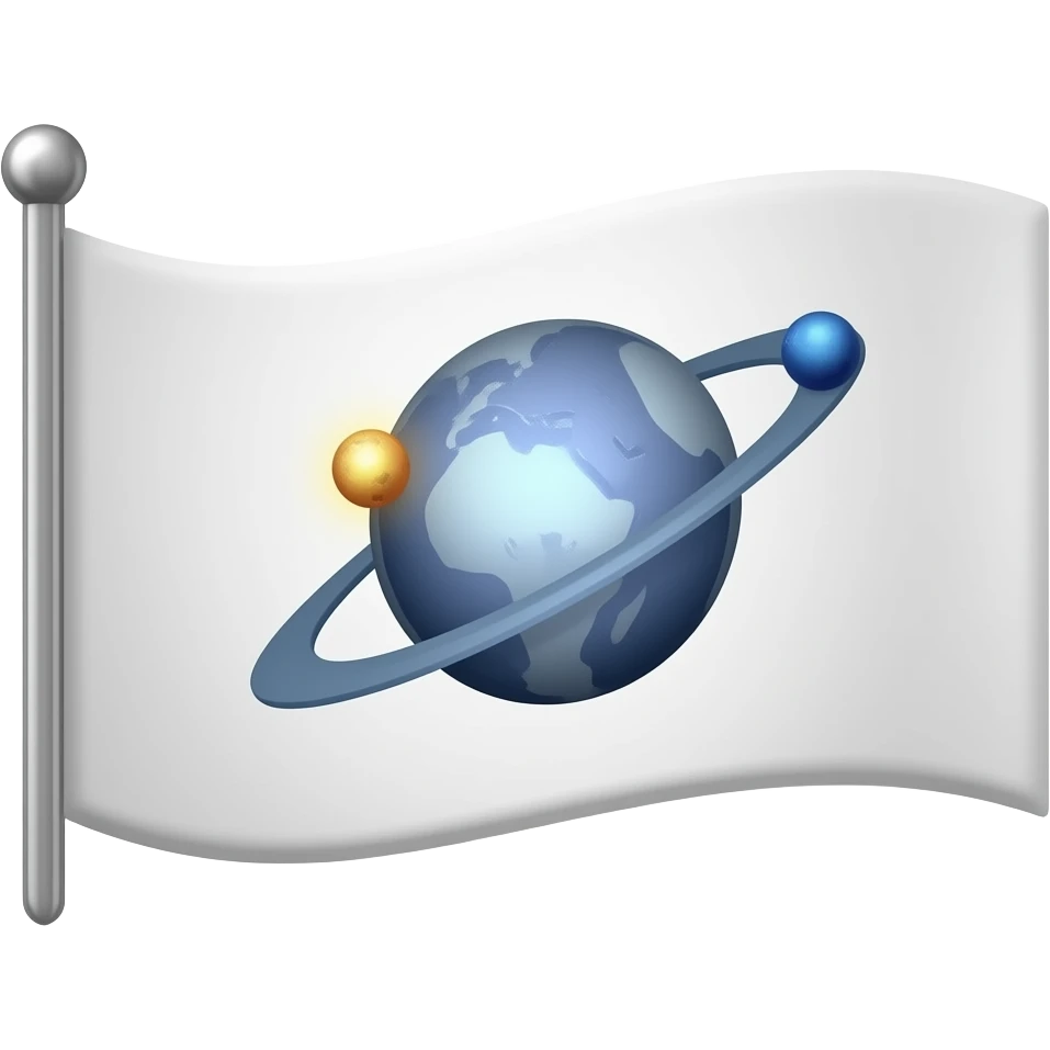 White flag with orbit balls on it emoji