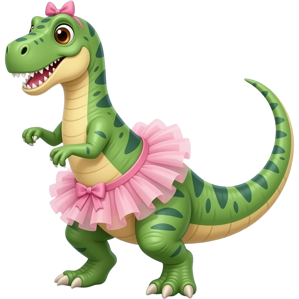 A dinosaur wearing tutu and twerking emoji