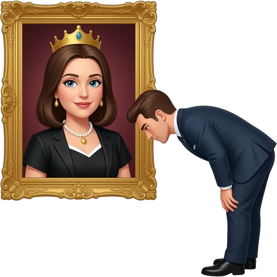 male bows in front of mistress emoji