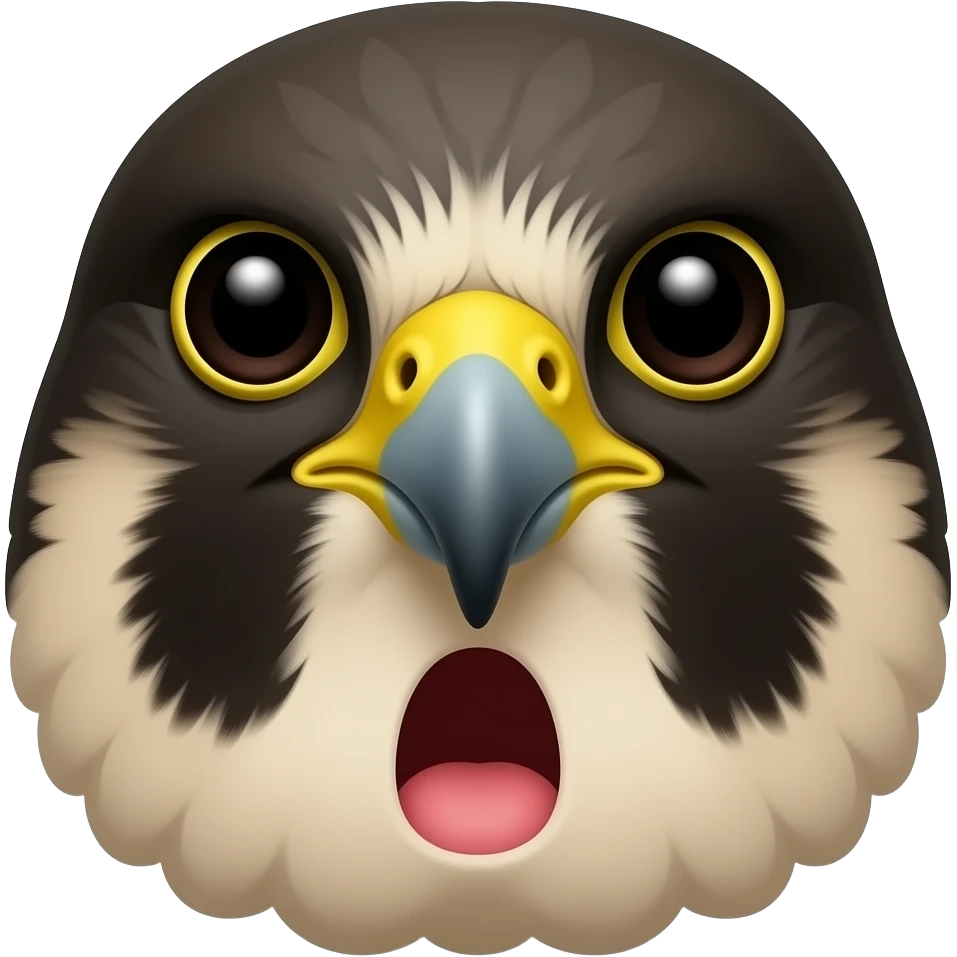 Peregrine Falcon head emoji with a shocked expression emoji