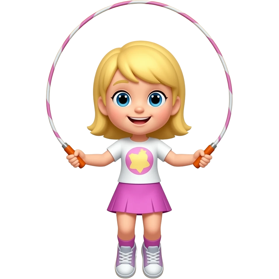 Girl blonde jumping rope in orange emoji