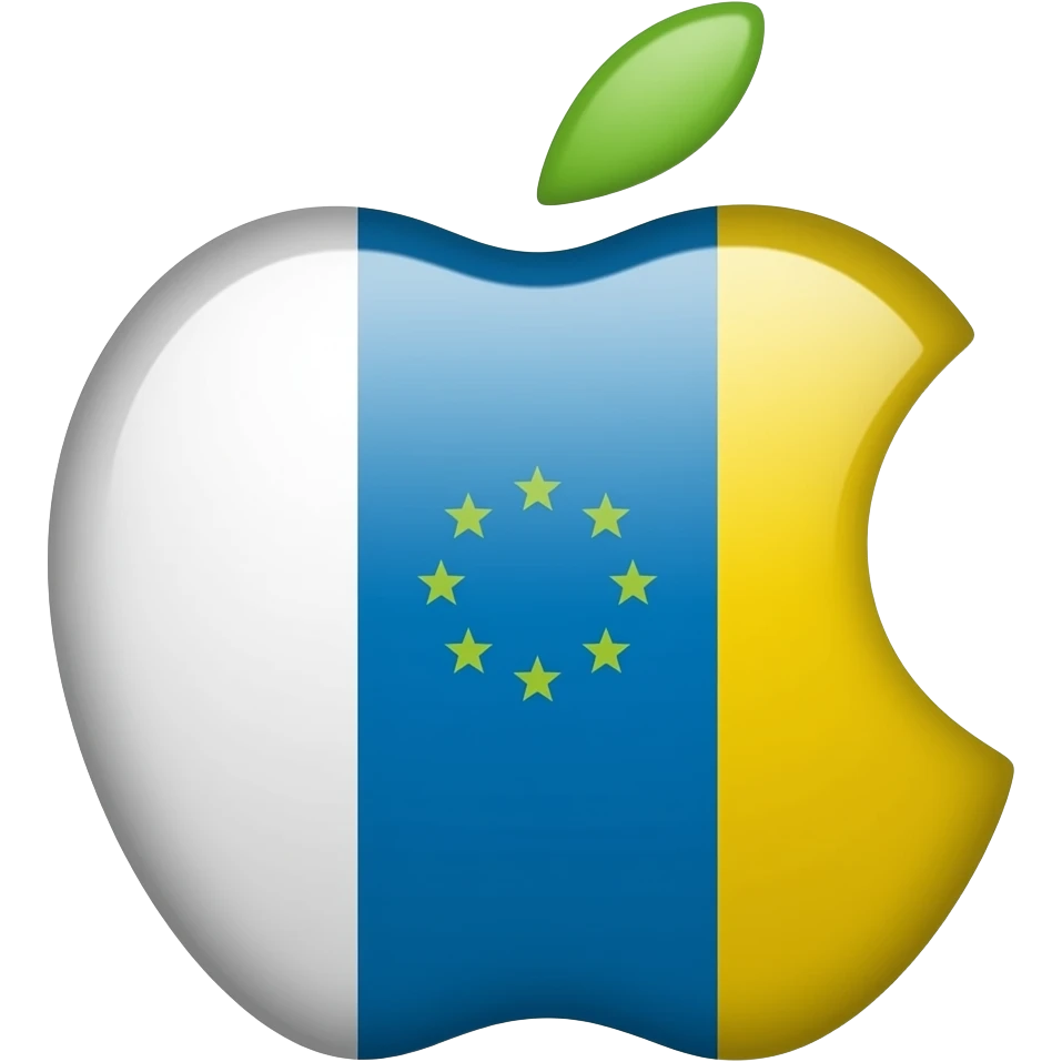 haz la bandera de canarias como un emoji de Apple pero en el centro haz que el recuadro azul sea de color celeste y dentro de ese recuadro celeste hazlo con 7 estrellas circulares de color verde emoji