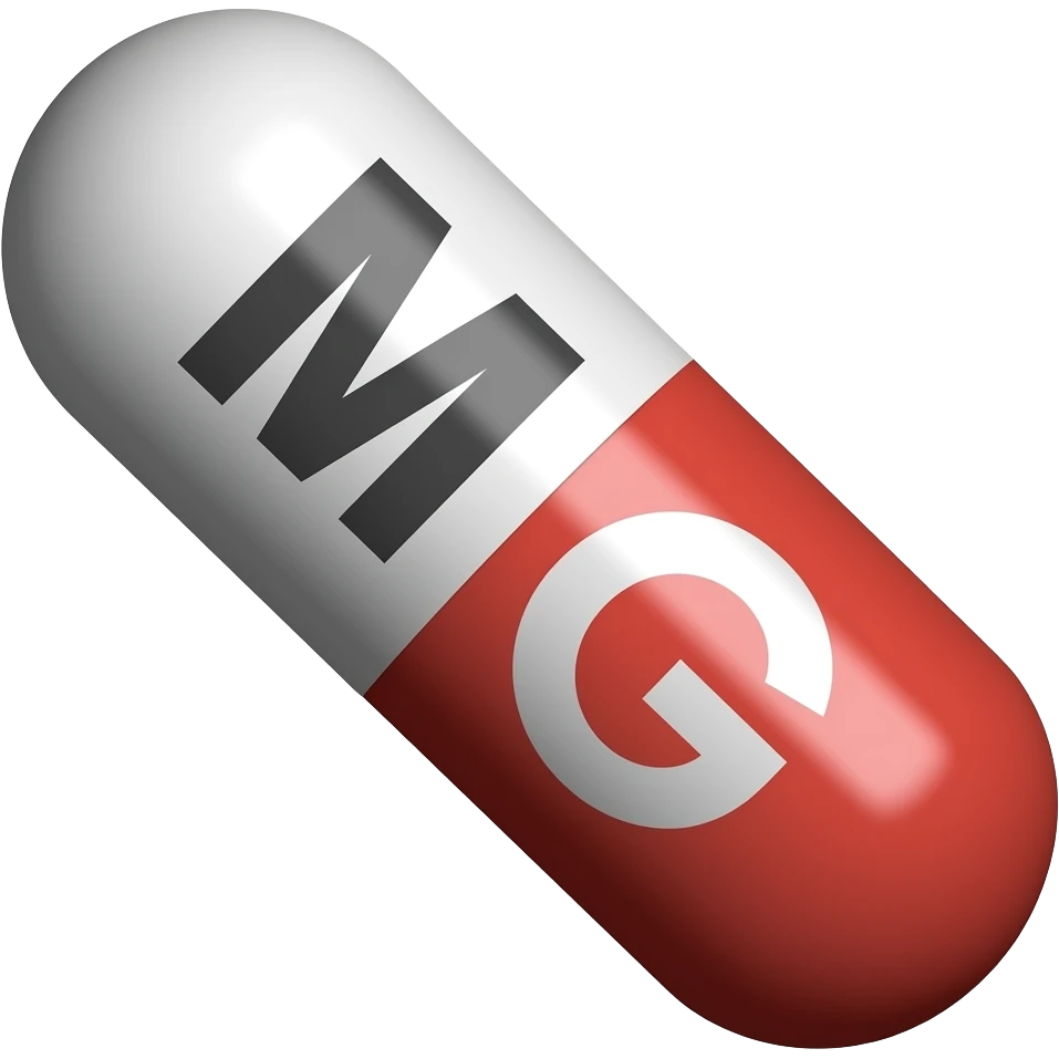 pilule en gelule, écrit MG emoji