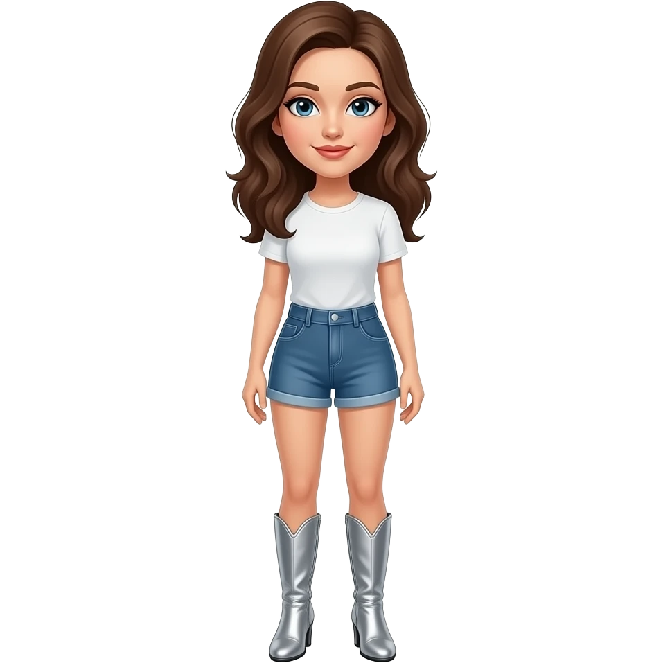 woman with shorts and small silver leather pump-style boots emoji