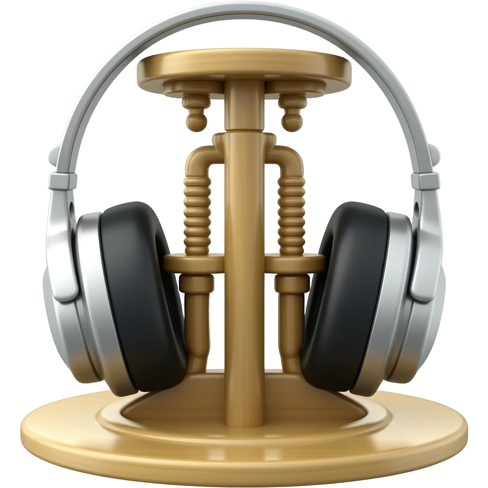 headphone on stand wood emoji