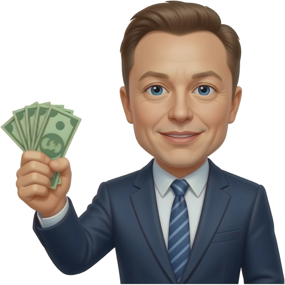 Elon Musk qui jette de l'argent emoji