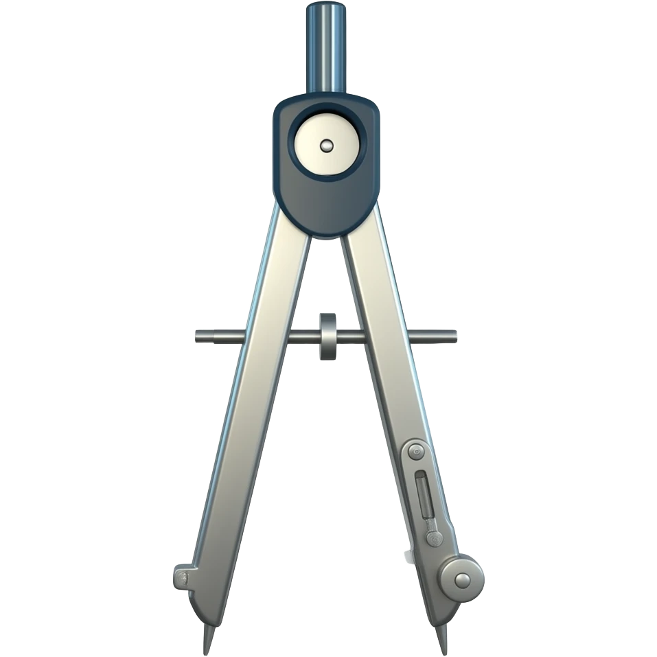 3D chrome, luxurious drafting compass, minimalist style, emoji