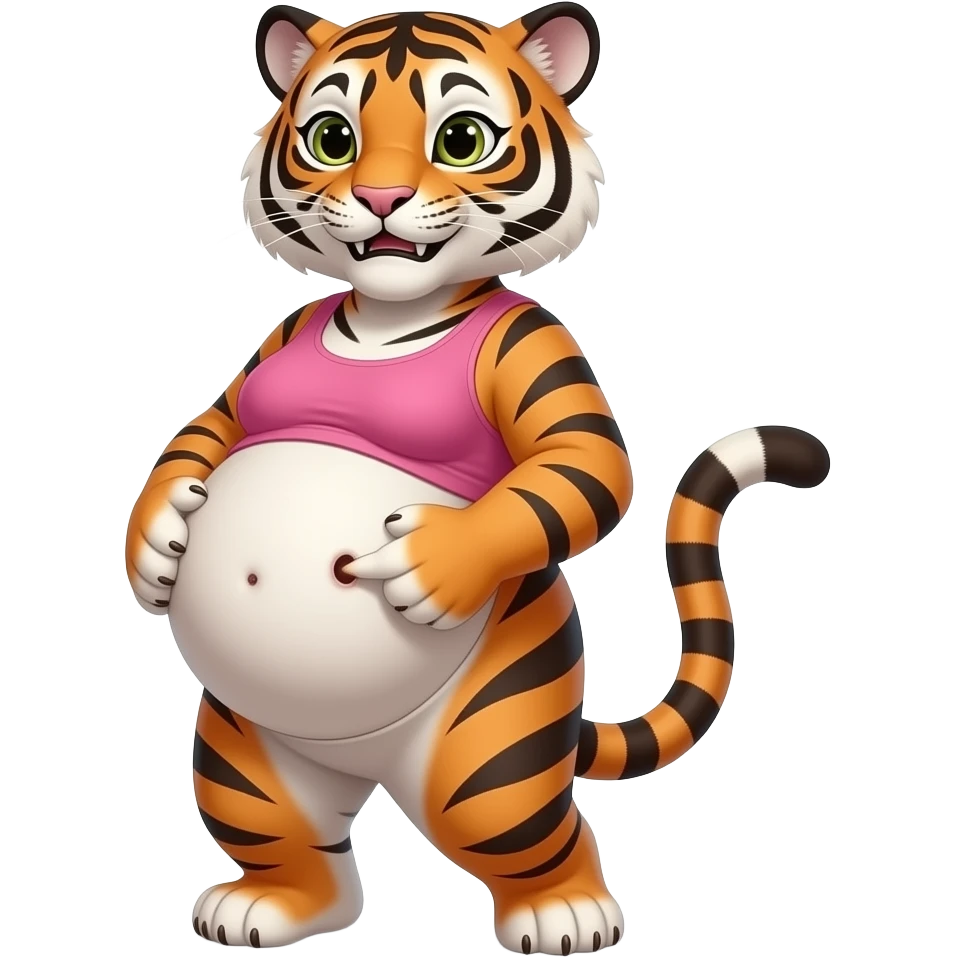 Make this Tiger girl get stuffed,her belly will be so big it would look like she has pregnancy bloating,dare to tickle that Tiger girl’s bellybutton,her gut rumbling echoes loud so you can listen to that full tummy,Tiger girl rolls around. emoji