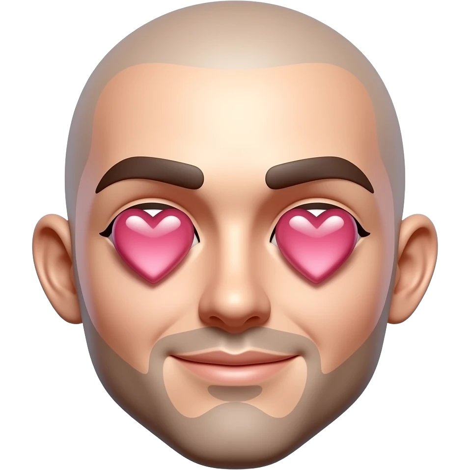 Heart eyes emoji, glossy 3D rendering, romantic aesthetic, transparent background emoji