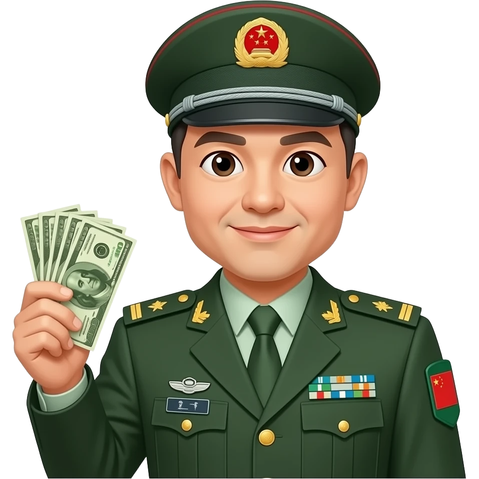 Chinese Defense Minister with money in hand emoji