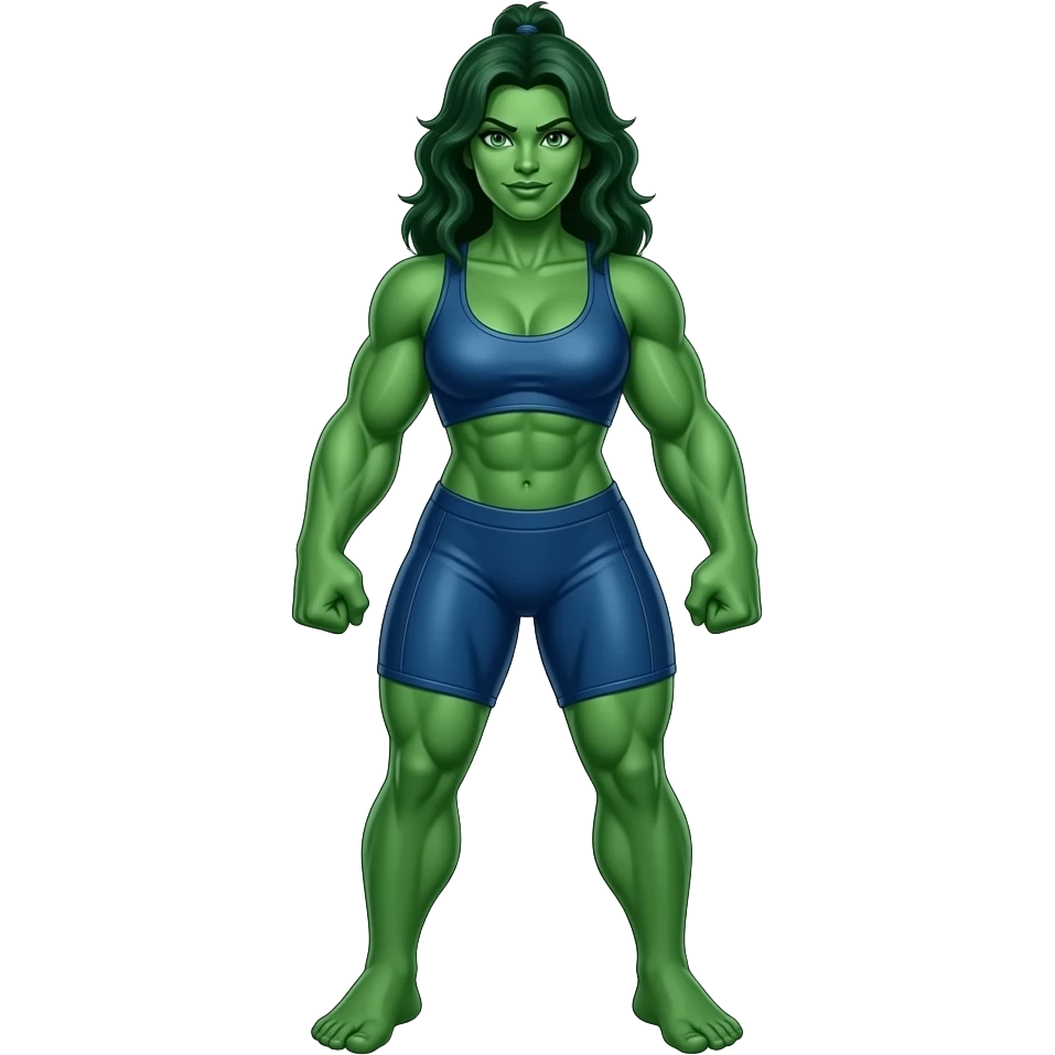 Full body Female shehulk with a mohawk wearing blue outfit emoji