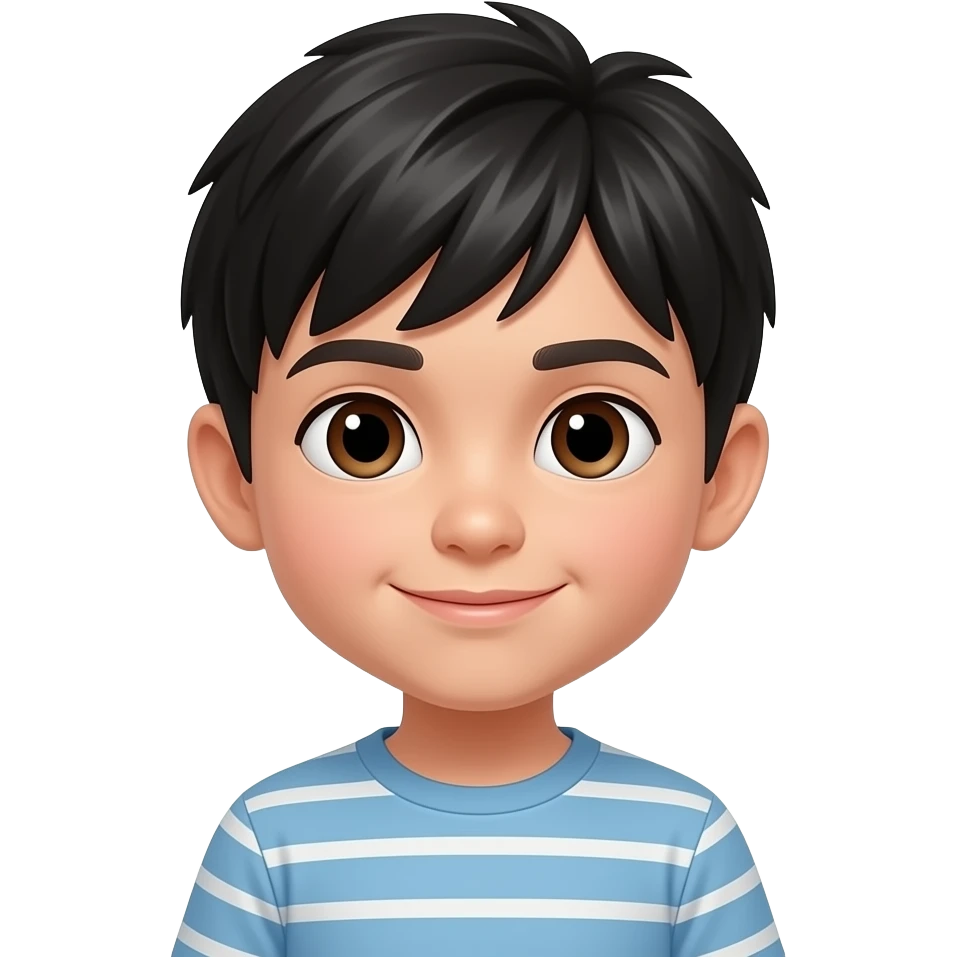 Niño pequeño pelo negro liso y ojos marrones emoji