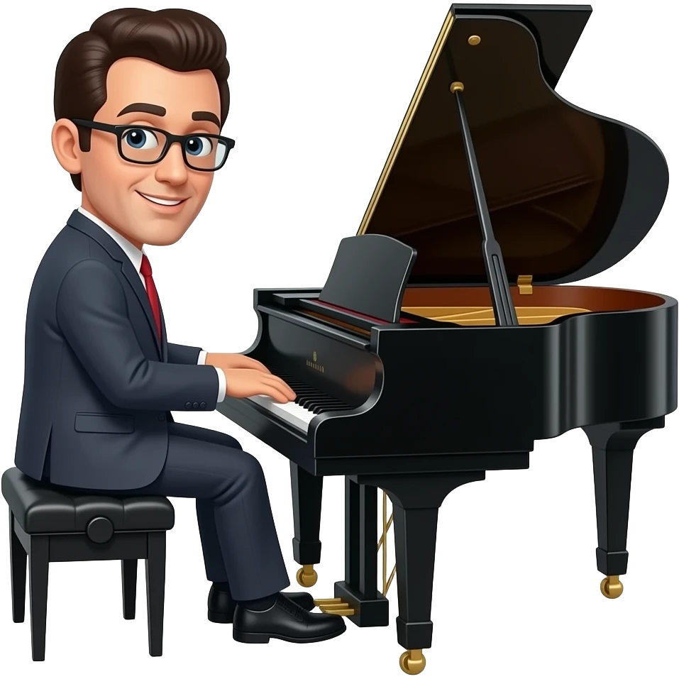 Funny Cartoon jerry lee lewis on piano emoji
