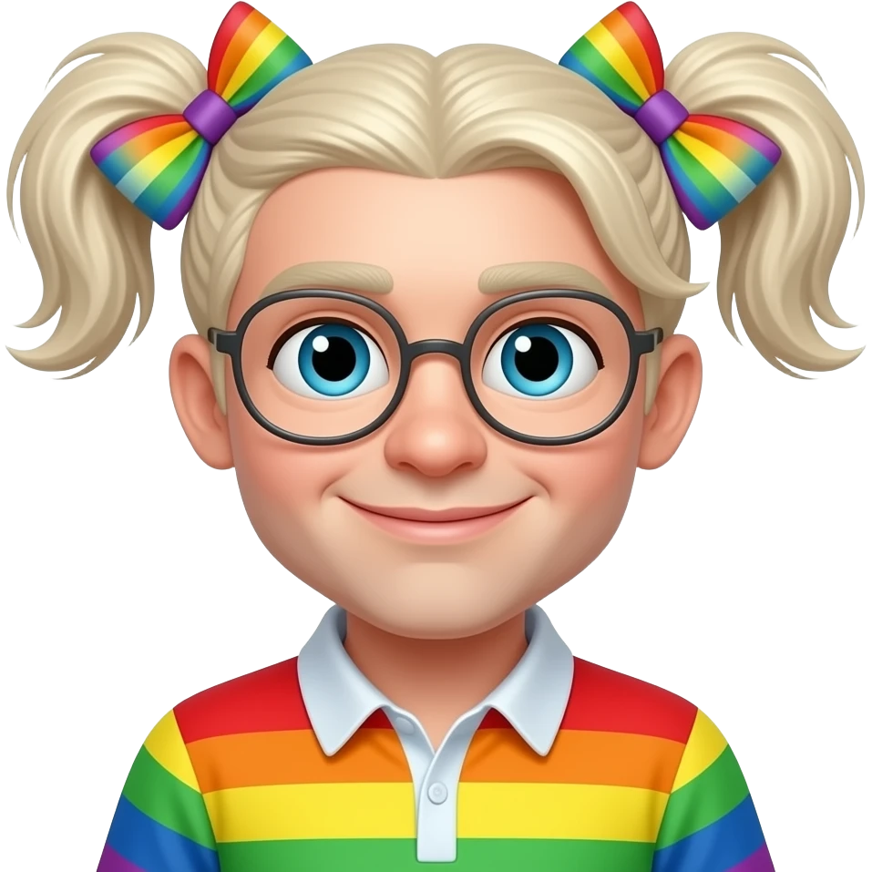 Gru wearing rainbow clothing and bows in his hair emoji